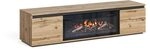 Vicco Kaminboard Evina, Eiche/Schwarz 160 x 39 cm | mit stylischem Elektrokamin