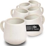 Moritz & Moritz Steingut Tassen Set 6 Personen Creme - Mikrowellen- &