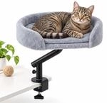 Relaxdays Katzenbett f&uuml;r Schreibtisch, 25 kg, 360&deg; drehbar, grau/schwarz | drehbar,
