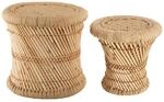 Atmosphera Couchtische aus Seil und Bambus &ndash; Stil Nomade &ndash; Farbe Holz, 2...