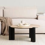 IDIMEX TAPTI Couchtisch mit Tischplatte aus Travertin 80 cm, Beige/Schwarz -...