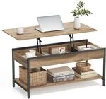 VASAGLE Couchtisch, h&ouml;henverstellbarer Wohnzimmertisch, 50 x 100 cm | Kaffeetisch,
