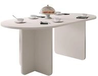 Mirjan24 Ovaler Esstisch Xuala mit massiven Beinen (Sandbeige) | Esszimmertisch...