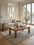 Couchtisch MUMBAI Akazie Massivholz hell 110x60x40 cm, massive Beine