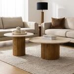 IDIMEX Couchtischset NARMADA/Mandi mit Tischplatte aus Travertin, Braun/Beige -