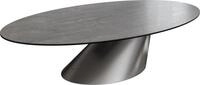 Wohnzimmertisch Edge Oval 135x80 cm Keramik Beton Grau Conis | Edelstahl...