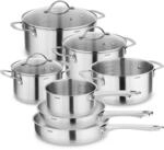 KOPF Topfset Induktion Clara, 10-teilig, Silber, Edelstahl | Kochtopf Set f&uuml;r...