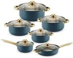 Retoo Kochtopfset 12-teilig, Edelstahl, 5 T&ouml;pfe, 1 Pfanne, 6 Glasdeckel 