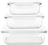 Pebbly 3er-Set rechteckige Glas-Vorratsdosen, 400 ml, 650 ml und 1 l | Zum