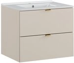 Lomadox Badezimmer Waschtisch 60 cm in Kaschmir matt, 2 Schubladen