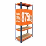 Relaxdays Schwerlastregal, HBT: 180x60x30 cm, blau-orange | Traglast 875 kg, 5