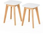 Relaxdays Esszimmerhocker, 2er Set, Bambus, MDF, K&uuml;che, Flur & Bad, HBT: 45,5x33x33