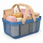 Relaxdays Drahtkorb mit Henkel, f&uuml;r Regal, 43 x 27 cm, bis 5 kg, dunkelblau | eckig,