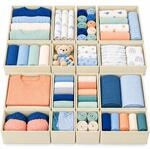 Relaxdays Schubladen Ordnungssystem, 16-tlg. Set, Stoff, faltbar, beige | passend