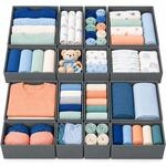 Relaxdays Schubladen Ordnungssystem, 16-tlg. Set, Stoff, faltbar, grau | passend f&uuml;r