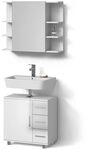 Livinity Badm&ouml;bel-Set Eisak, Wei&szlig; Hochglanz 60 cm | 2-teilig &middot;