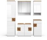 Vicco Badm&ouml;bel-Set Eden, Wei&szlig; Hochglanz 75 cm | 5-teilig &middot;...