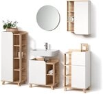 Livinity Badm&ouml;bel-Set Marano, Sonoma/Wei&szlig; 60 cm | 5-teilig &middot;