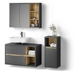 Livinity Badm&ouml;bel-Set Vomano, Anthrazit 100 cm | 3-teilig &middot;...