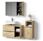 Livinity Badm&ouml;bel-Set Vomano, Braun 100 cm | 3-teilig &middot;...