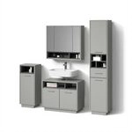 Livinity Badm&ouml;bel-Set Temo, Grau 80 cm | 4-teilig &middot; Waschtischunterschrank &middot;