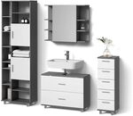 Livinity Badm&ouml;bel-Set Eisak, Wei&szlig;/Anthrazit 80 cm | 4-teilig &middot;