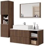 Mirjan24 Badm&ouml;bel Set Kormen Rillen II mit Waschbecken und Siphon, 4 offenen