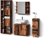 Livinity Badm&ouml;bel-Set Eisak, Eiche rustikal 80 cm | 4-teilig &middot;