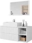 Mirjan24 Badm&ouml;bel Set Kormen Rillen I mit Waschbecken und Siphon, 2 offenen