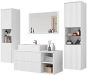 Mirjan24 Badm&ouml;bel Set Kormen Rillen III mit Waschbecken und Siphon, 6 offenen
