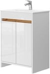Vicco Waschbeckenunterschrank Lemgo, Wei&szlig; Hochglanz 60 cm | 2-teilig &middot;