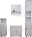 Vicco Badm&ouml;bel-Set Irma, Wei&szlig; Hochglanz 60 cm | 4-teilig &middot;...