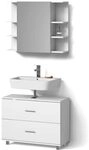 Livinity Badm&ouml;bel-Set Eisak, Wei&szlig; 80 cm | 2-teilig &middot; Waschtischunterschrank...
