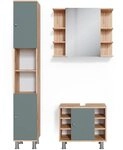 Vicco Badm&ouml;bel-Set Fynn, Gr&uuml;n 60 cm | 3-teilig &middot; Waschtischunterschrank &middot;