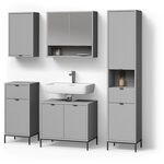 Livinity Badm&ouml;bel-Set ATERNO, Grau 70 cm | 5-teilig &middot; Waschtischunterschrank...