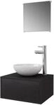 vidaXL 4-TLG. Badm&ouml;bel-Set mit Waschbecken und Wasserhahn Schwarz