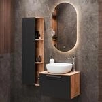 Planetm&ouml;bel Astra Badm&ouml;bel Set mit Waschtisch 60 cm | 1x Seitenschrank, Gold...