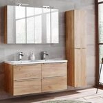 Lomadox Komplett Badm&ouml;bel Set mit Doppel-Waschtisch 120cm aus Keramik 120cm,...
