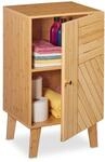 Relaxdays Badschrank Bambus, verstellbare Ablage, variabel montierbare T&uuml;r, HBT: