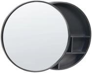 Beliani Bad-Spiegelschrank Bambusholz schwarz 50 x 50 cm rund Ucayali