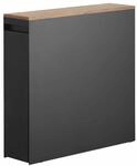 YAMAZAKI Tower Auszieh-Regal mit Holzablage, schwarz | Stahl, Schublade mit...