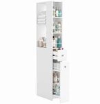 HOMCOM Badezimmerschrank, Schmaler Badschrank, 18 x 40 x 135 cm, Wei&szlig; | 2...