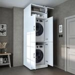 ROOMART Waschmaschinenschrank Dora 70 cm &ndash; mit Regalb&ouml;den | Wei&szlig;, Mit