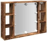 vidaXL Spiegelschrank mit LED-Leuchten Altholz-Optik 76x15x55 cm