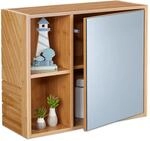 Relaxdays Spiegelschrank, 2 offene F&auml;cher, mit Spiegelt&uuml;r, H x B x T: 45 x...