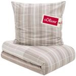 s.Oliver Satin-Flanell Bettw&auml;sche 135x200 cm beige Karo - 100% Baumwolle | 2in1
