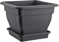 Pflanzk&uuml;bel 38x38 cm 18 Liter Anthrazit Wasserspeicher Blumentopf Modern | BURI
