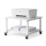 Relaxdays Druckertisch, 360&deg; Rollen mit Bremse, 50 kg, Homeoffice, wei&szlig; | 2 Ebenen,