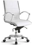 VERSEE B&uuml;rostuhl Montreal aus Echtleder, Wei&szlig;, Sitzh&ouml;he 46&ndash;54 cm | Ergonomischer
