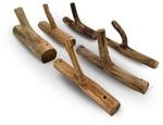 DESIGN DELIGHTS 6ER Set GARDEROBENHAKEN Limb | Teakholz Wurzel, ca. 17x10x2,5 cm